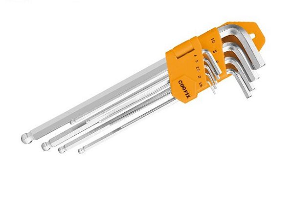 Jogo de Chaves Allen Prof em aço CrV 9pçs Extra Longo Coofix