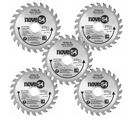 Kit 5 Lâminas de Serra Circular VIDEA 110X20X24D 954