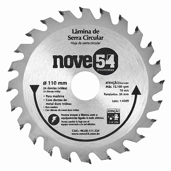 Lâmina de Serra Circular VIDEA 110X20X24D 954
