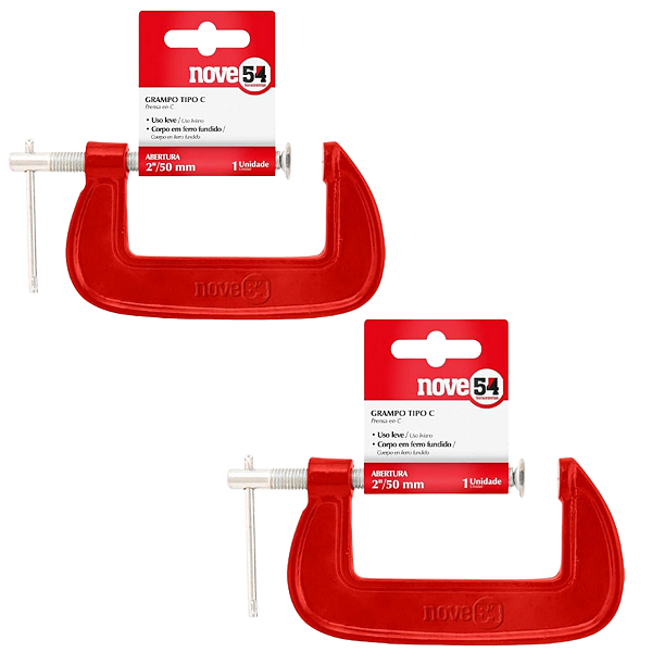 Kit com 2 Grampos Tipo C 4" em Ferro Fundido Leve Nove54