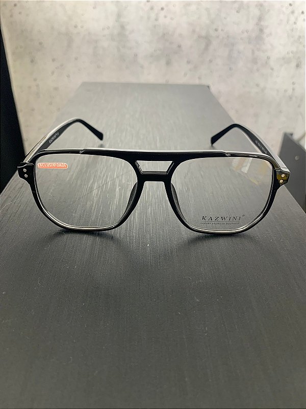 ARMAÇÃO PARA ÓCULOS DE GRAU MASCULINO CHILLI KAZWINI AC RETRÔ PRETO - KAZ19228 C1 56X13 - 140