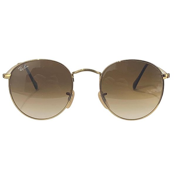 ÓCULOS DE SOL FEMININO RAY BAN ROUND METAL DOURADO - RB3447 ROUND METAL 001/51 50X21 3N (ÚLTIMA PEÇA)