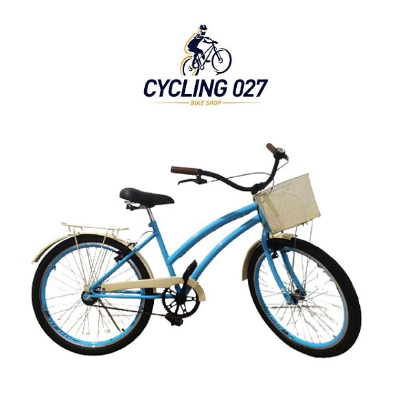 Bicicleta Retrô Feminina Aro 24 - Azul - Cycling027 - Bikes e acessórios