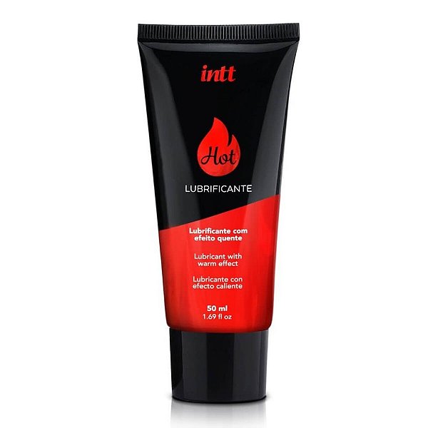Gel Lubrificante Íntimo a Base de Água Efeito Quente Com Sabor Morango 50ml - Intt