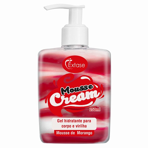 Gel Hidratante Beijável Mousse Cream Morango 250ml - Êxtase
