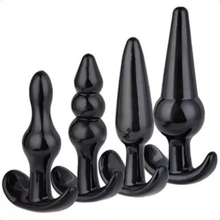 KIT 4 Plug Anal em Silicone Macio Pompoarismo Estimulante Anal