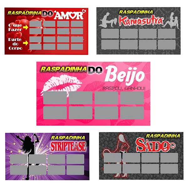 KIT Raspadinha Do Amor - Do Beijo - Kama Sutra  - Strip Tease - Brinquedo Erótico Para Casal
