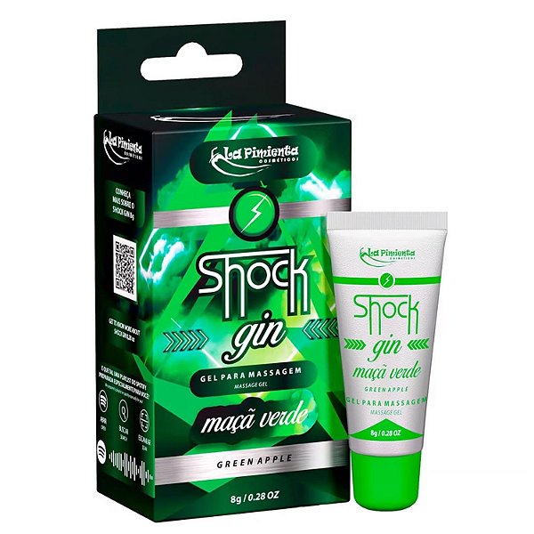 Shock Gin Vibrador Líquido 8g Sabor Maçã Verde La Pimienta