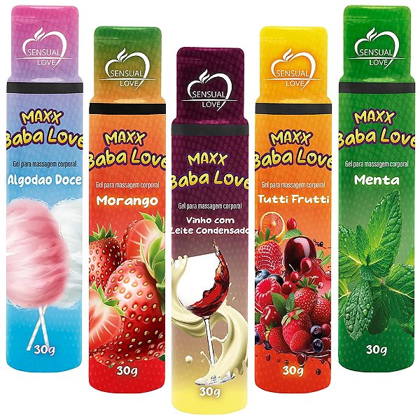 Kit 5 Maxx Baba Love Gel Beijável 30g – Sensual Love
