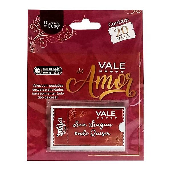 Jogo para Casais Vales do Amor com 20 Cartas Diversão ao Cubo