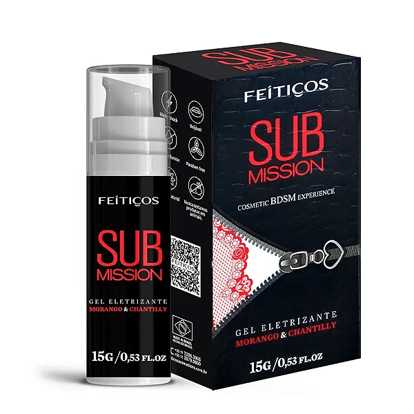 Sub Mission Gel Eletrizante Sabor Sabor Morango e Chantilly 15g Feitiços Aromáticos