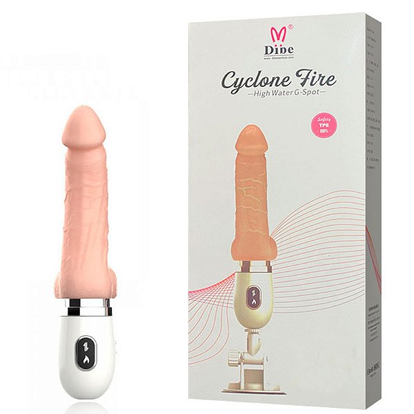 Mini Maquina do Sexo com Pênis Realístico Vai e Vem - Dibe Cyclone Fire