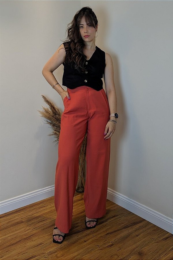 CALÇA PANTALONA SUSAN COM BOTAO