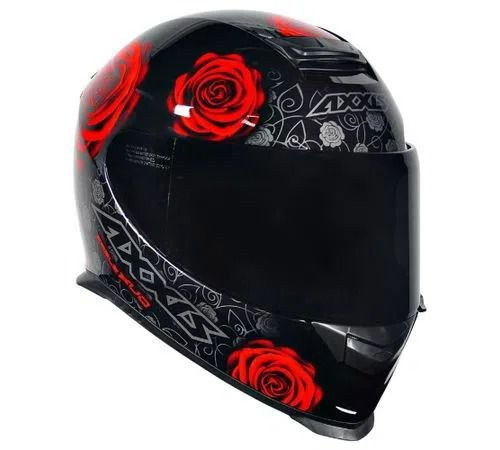 CAPACETE AXXIS EAGLE FLOWERS NEW GLOSS PRETO/VERMELHO