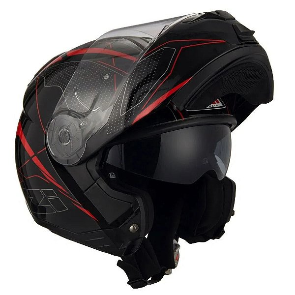 CAPACETE NZI COMBI 2 SWORD PRETO/VERMELHO