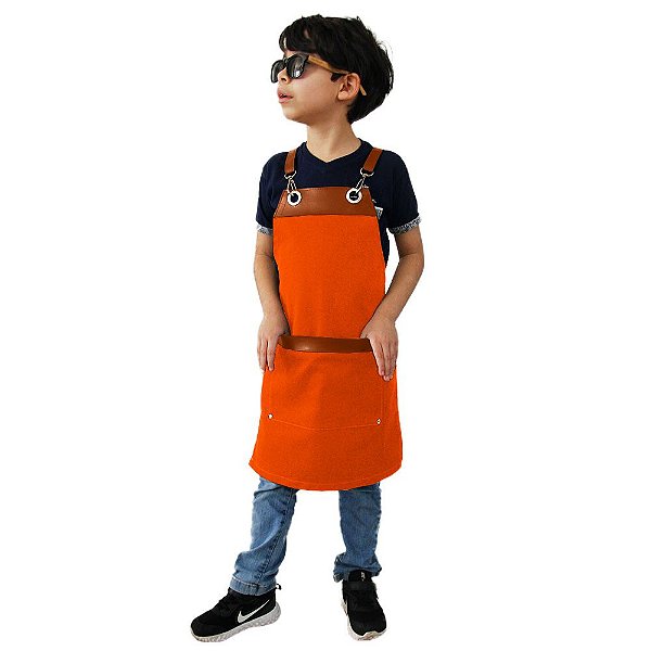 Avental em sarja modelo onza infantil laranja