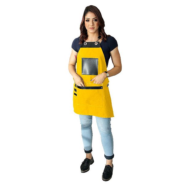 Avental em Sarja Amarelo modelo Don feminino