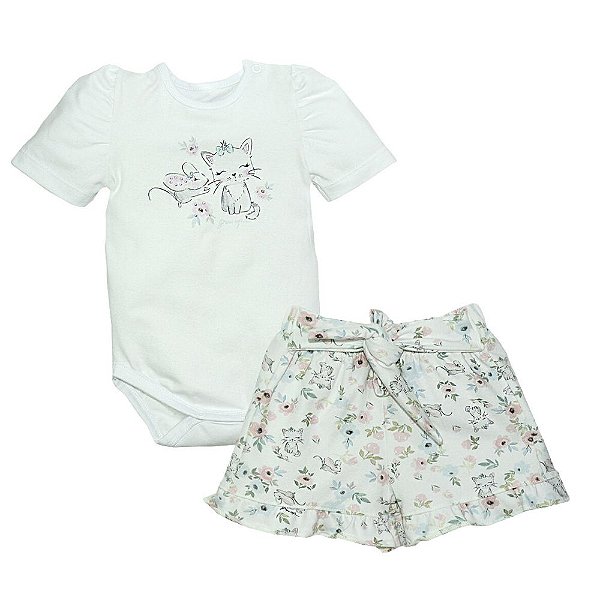 Conjunto Floral Branco - Grow Up