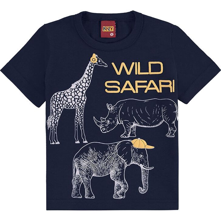 Camiseta Safari Selvagem Azul Marinho - Kyly