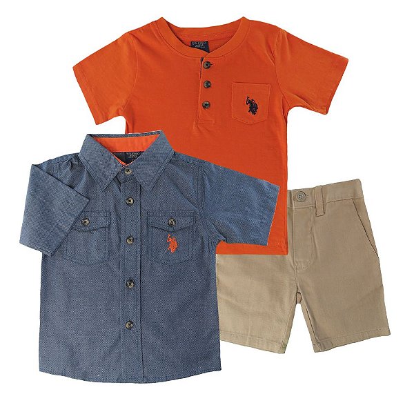 Conjunto Polo Infantil Menino 3 Peças - Ralph Lauren