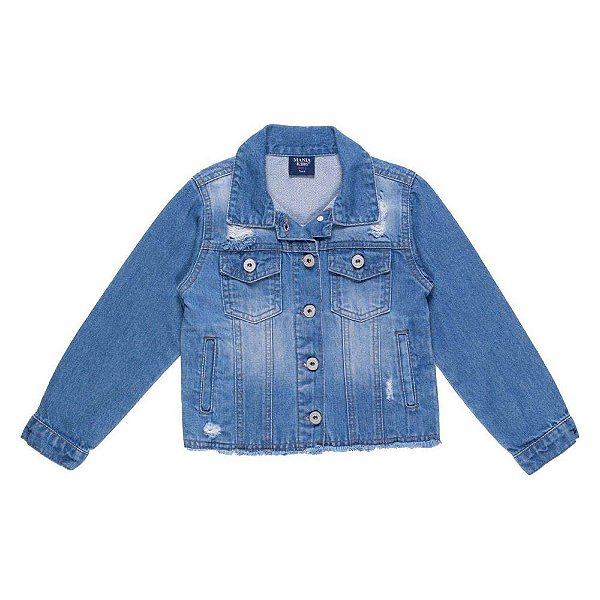 Jaqueta Jeans Desbotada - Mania Kids