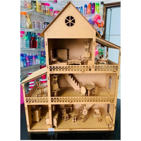 22 Móveis Para Casa Da Barbie Madeira Mdf Natural