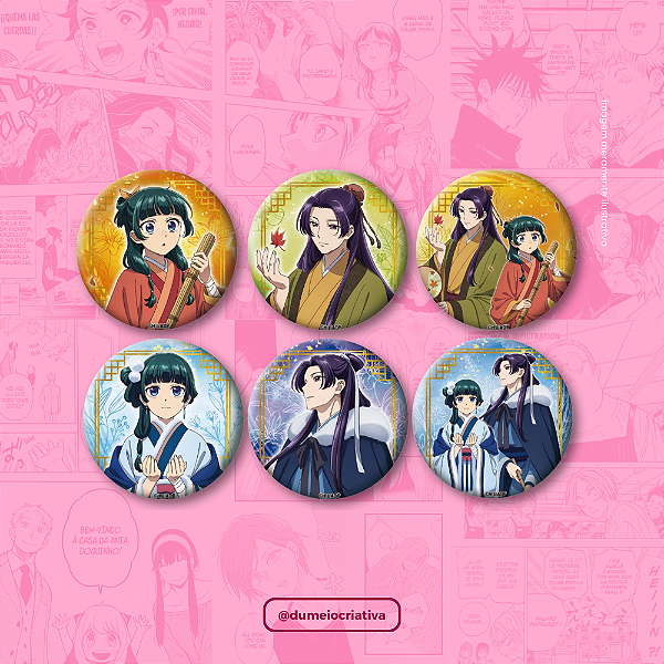 Kit com 6 Bottons Diários de uma Apotecária - (3,5cm) Broche Alfinete