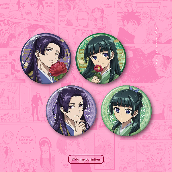 Kit com 4 Bottons Diários de uma Apotecária - (3,5cm) Broche Alfinete