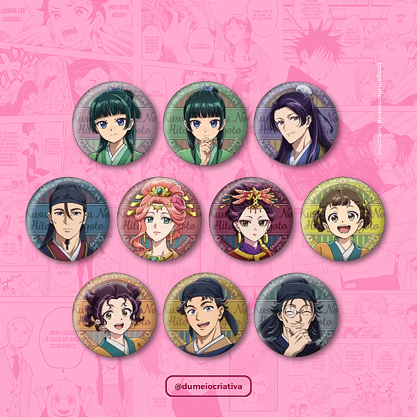 Kit com 10 Bottons Diários de uma Apotecária - (3,5cm) Broche Alfinete