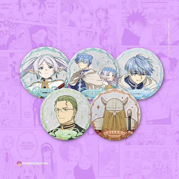 Kit com 5 Bottons Frieren - (3,5cm) Broche Alfinete