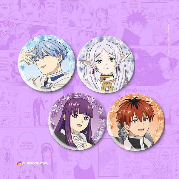 Kit com 4 Bottons Frieren - (3,5cm) Broche Alfinete