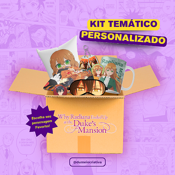 Kit Temático Personalizado Mix - Anime Como Raeliana Foi Parar na Mansão do Duque – Tamanhos P ao XG
