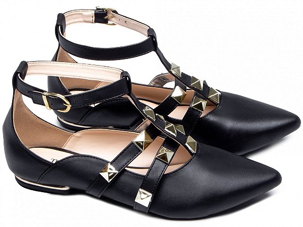 Sapatilha Feminino Preto com Tiras