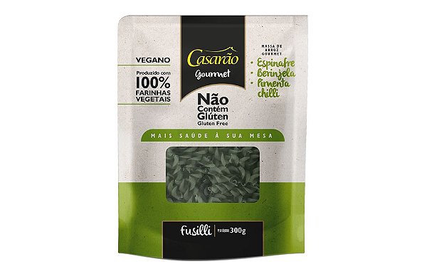 Macarrão Fusilli Espinafre, Berinjela e Chilli Casarão 300g