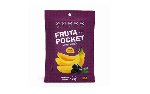 Banana c/ Açaí Liofilizada Fruta Pocket 20g