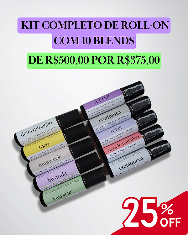 Kit Roll-on Blend de Óleos Essenciais com 10 Unidades