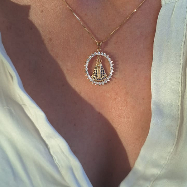 Colar Nossa Senhora com Zircônias