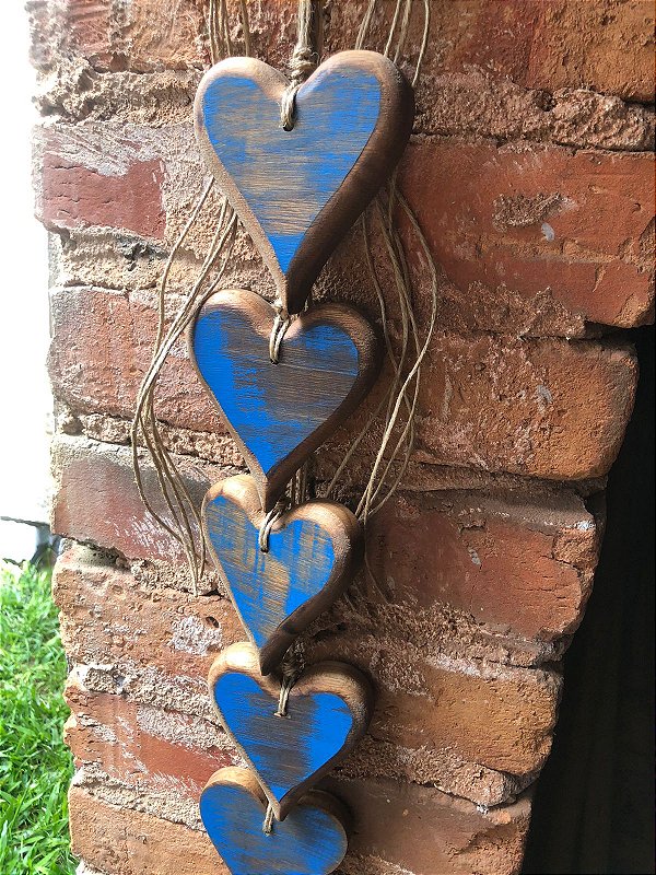 Penca de Coração Rustico Azul