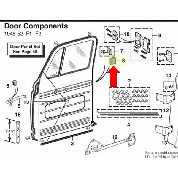 41-1570 - BATENTE DE PORTA EM BORRACHA, FORD PICK UP 1948-52 - UNIDADE