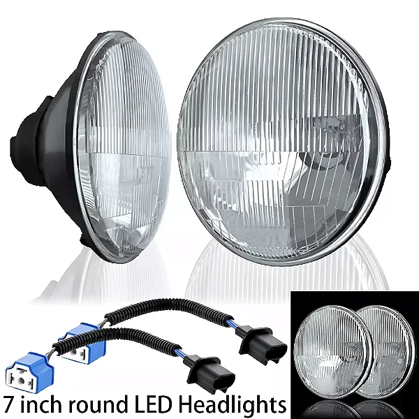 SB0005 - PAR DE FAROIS COM LAMPADAS H4, ESTILO SEALED BEAM 7", ORIGINAL LOOK