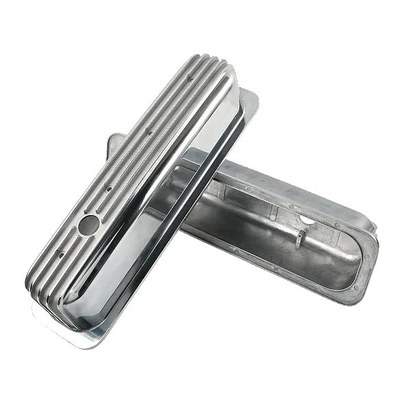 MT039030 - PAR DE TAMPAS DE VALVULAS EM ALUMINIO POLIDO, PERFIL ALTO, CENTERBOLT, CHEVROLET PÓS 87