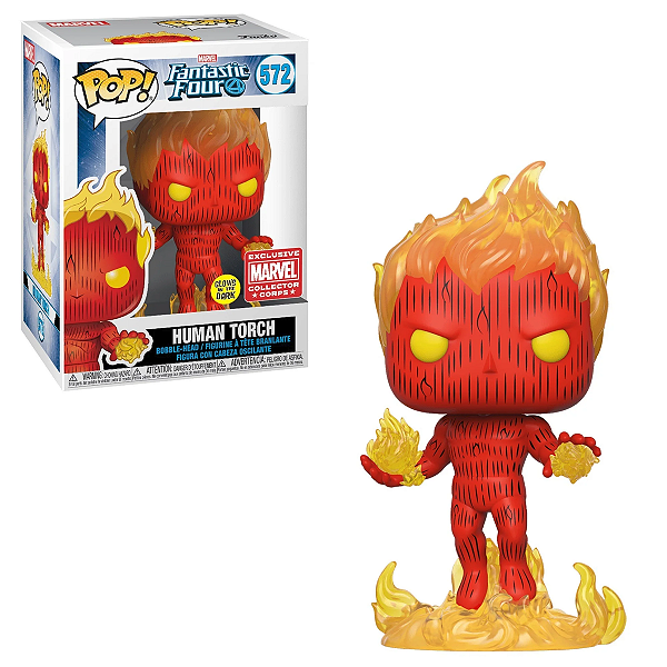 Funko Pop - Filme - Fantastic Four - Human Torch GITD 572 (Collectors Corp)