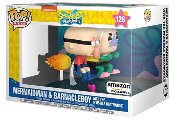 [PRÉ-VENDA] Funko Pop! - SpongeBob Squarepant/Bob Esponja -Mermaidman & Barnacleboy With invisible Boatmobile 126