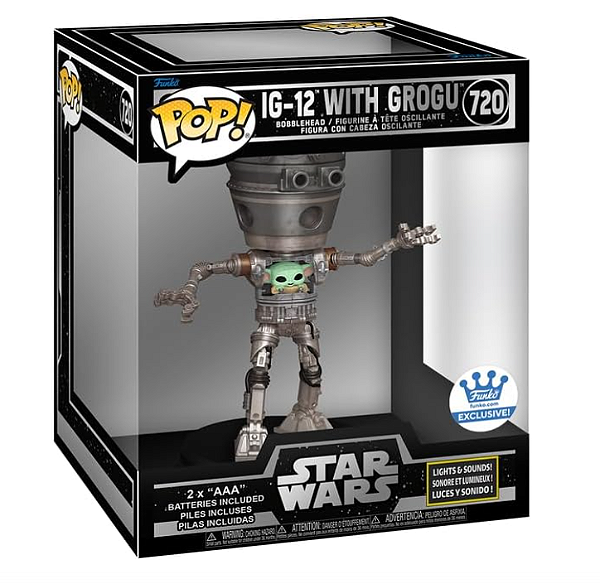 [PRÉ-VENDA] Funko Pop - Star Wars: The Mandalorian - IG-12 com Grogu 720 (Lights and Sounds) (FUNKOSHOP)