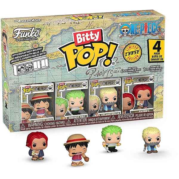 [PRÉ-VENDA] Funko Pop Bitty - One Piece - 4 Pack Monkey D Luffy/Roronoa Zoro/Aye Hand Morgan/Shanks