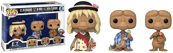 Funko Pop - E.T. The Extra-Terrestrial - 3 Pack E.T. in Disguise / E.T. in Robe / E.T. with Flowers (Special Edition)