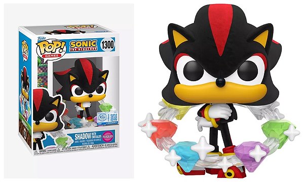 [PRÉ-VENDA] Funko Pop - Sonic The Hedgehog - Shadow with Emeralds 1300 Flocked