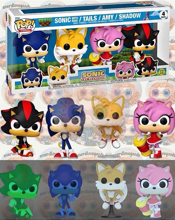 [PRÉ-VENDA] Funko Pop - Games Sonic The Hedgehog - 4-Pack Sonic Ring/Tails/Amy/Shadow