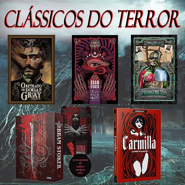 Combo Especial Clássicos do Horror: 1 Box + 4 Livros de Luxo