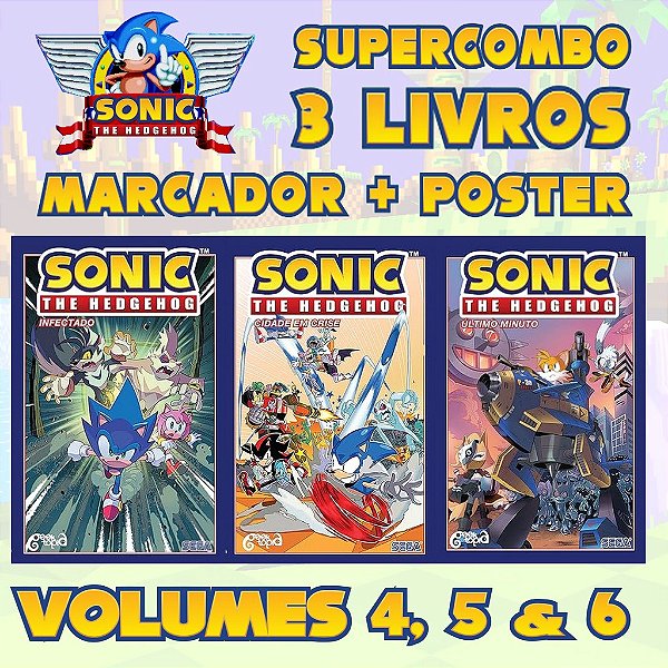 Super Combo Sonic The Hedgehog Vol 4 5 e 6 - Acompanham Marcador e Pôster